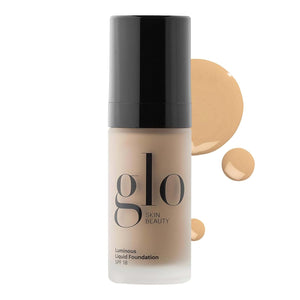 Glo Skin Beauty Luminous Liquid Mineral Foundation Makeup with SPF 18 (Naturelle) - Improves Uneven Skin Tone, Smooths & Corrects Imperfections, Sheer to Medium Coverage, Dewy Finish