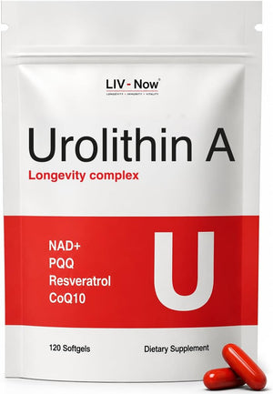 1000mg Urolithin A Supplement with NAD+ CoQ10 Resveratrol PQQ, 120 Softgels | 99% Purity, USA-Made/Lab Tested Longevity Complex for Mitochondrial Support, Cellular Health, Muscle Function, Healthy Aging
