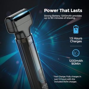 Back Shaver for Men, Ultra-Wide 2" T-Shaped Head, Travel Case, LED 4 in 1 Mens Back Shaver Rechargeable with Long Handle, Safety Lock, IPX7, Multi-Functional Back Trimmer for Men, (Flat Black)