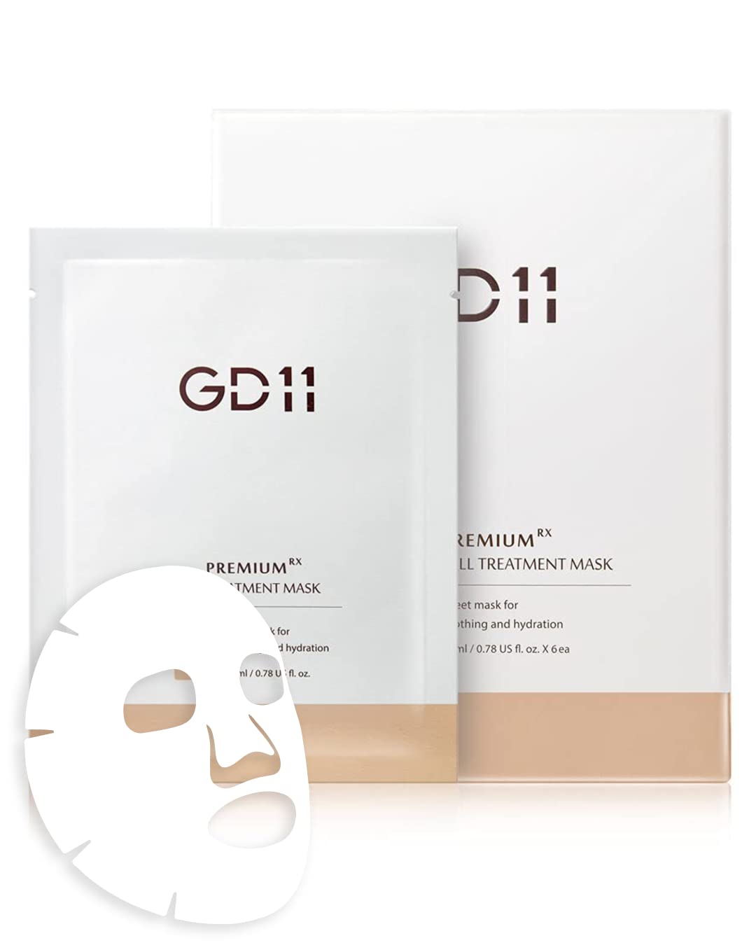 GD11 PREMIUM RX Exosome Ampoule Mask (6 Sheets), with Exosome-Enriched Liposomal Complex, Hydration & Firming Care, Silky-Smooth Comfort-Fit Sheet, K-Beauty Glass-Skin Glow