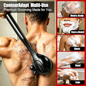Back Shaver for Men, Rechargeable Electric Back Shaver with Long Handle, Waterproof Full Body Hair Trimmer&Groomer Kit with Replaceable Shaving Heads