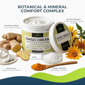 DMSO Cream 99.9% Pure Pharmaceutical Grade for Topical Muscle & Joint Comfort with MSM, Arnica & Magnesium - Support for Knees, Back, Shoulders and Workout Muscle Recovery