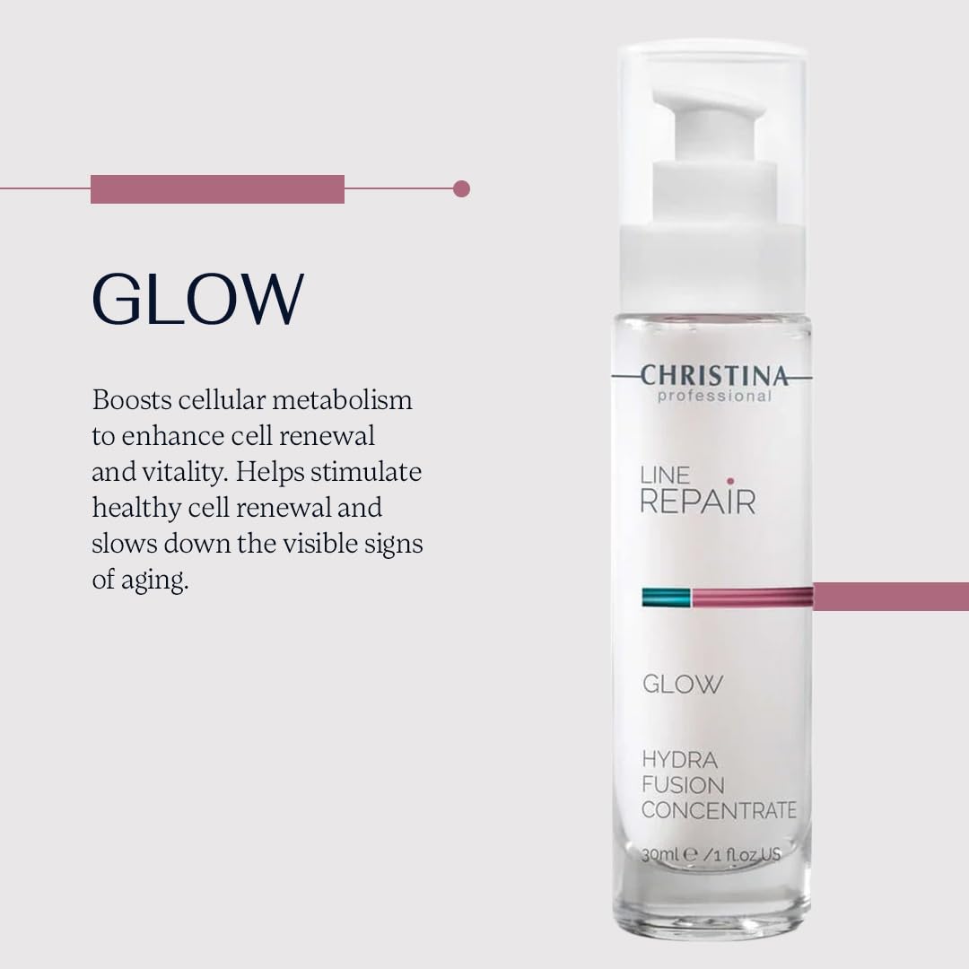Christina Line Repair Glow Hydra Fusion Concentrate - Hydrating Face Serum with Hyaluronic Acid and Niacinamide - Deep Moisture for Dehydrated Dull Skin with Uneven Texture and Fatigue Signs - 30 ml