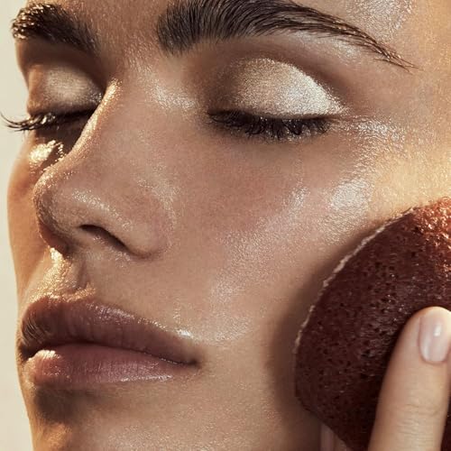 MZ Skin Natural Konjac Sponge Duo Pack of 2 – French Red Clay Infused Facial Cleansing & Gentle Exfoliating Sponges, Removes Dirt & Makeup, Includes Jelly Travel Pouch