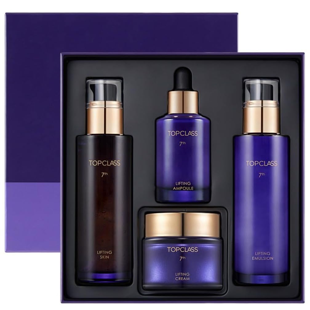 CHARMZONE TopClass Lifting 7th Skincare Set – Korean Anti-Aging 4-Piece Set with Toner, Emulsion (4.05 fl oz) & Ampoule, Cream (1.69 fl oz) – Firming, Lifting, Hydrating with Triple Collagen K-Beauty