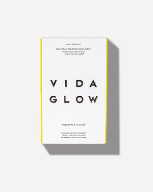 Vida Glow Marine Collagen Powder - Anti Aging Supplement with Collagen Peptides, Promotes Glowing Skin, Strong Nails, Healthy Hair | 30 Servings, Mango Flavor