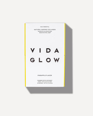 Vida Glow Marine Collagen Powder - Anti Aging Supplement with Collagen Peptides, Promotes Glowing Skin, Strong Nails, Healthy Hair | 30 Servings, Mango Flavor