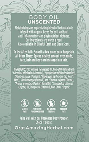 Ora's Amazing Herbal Unscented Moisturizer Travel Set, Touchy Skin Salve, Unscented Body Butter & Body Oil Set, Travel Size, Eczema and Senstivie Skin