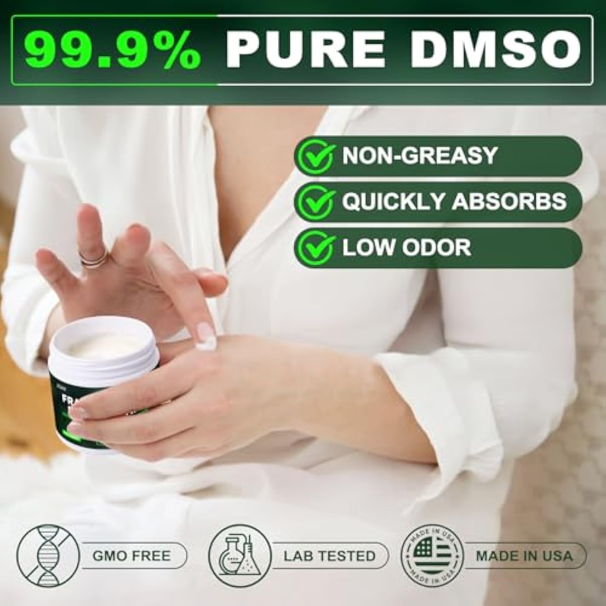 DMSO Cream, 99.9% Pure, Low Odor, Non-Greasy,4 oz