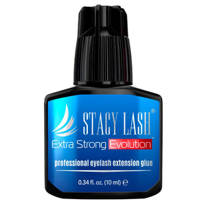 STACY LASH Extra Strong Evolution Eyelash Extension Glue (0.17fl.oz / 5ml) / 0.5-1 Sec Dry/Retention – 8 Weeks/Black Adhesive/Lash Tech Supplies + Glue Ring