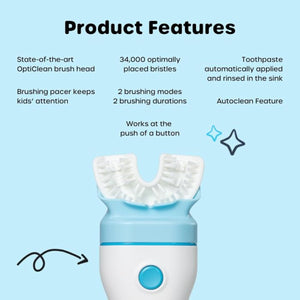 Willo Fully Automatic Kids U-Shaped Electric Toothbrush - 2 Brushing Timers, Deep-Cleans, Technique Free - Berry, Fluoride-Free and Dye-Free (Medium - Kids Ages 8-11 Years)