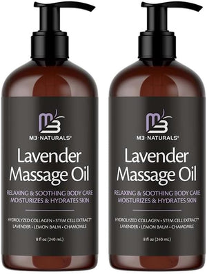 Anti Cellulite Massage Oil and Firm Dry Brush Kit | Collagen & Stem Cell Skin Tightening Kit | Radiant Body Care Kit for Women by M3