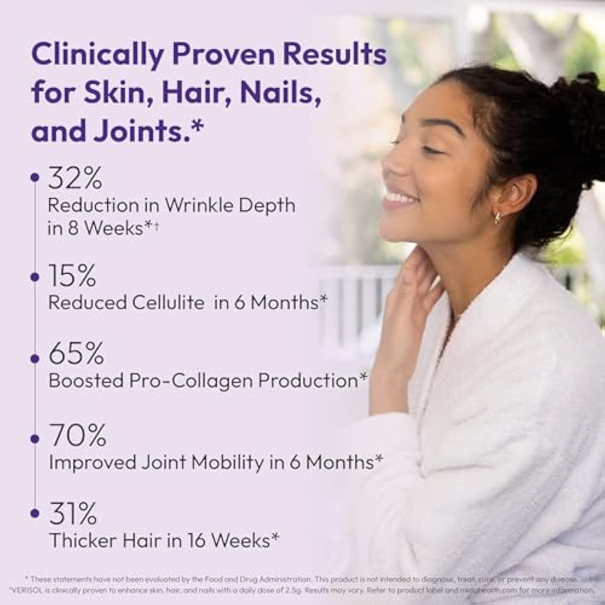 VERISOL® Hydrolyzed Collagen Peptides Type I & III with Vitamin C, Hyaluronic Acid, Biotin, Q-ACTIN® | Unflavored Powder for Smooth Skin, Thick Hair, Strong Nails & Joint Health | 30 Servings