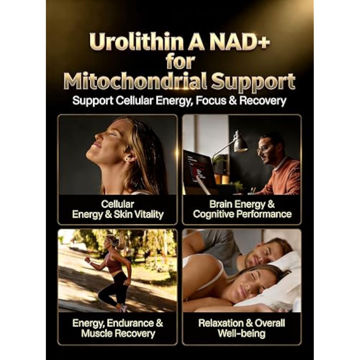 Urolithin A Supplement with Liposomal NAD+, Trans-Resveratrol, Ubiquinol, TMG, PQQ, 6-in-1 Formula for Cellular Energy & Mitochondrial Support, 120 Softgels