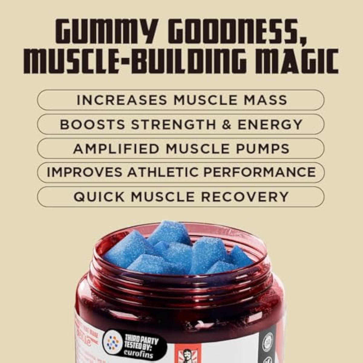 Old School Labs 5000mg Creatine Monohydrate Gummies, Optimized for Men and Women, Supports Lean Muscles & Recovery, Energy & Stamina - Real Creatine and Third Party Tested, 30 Servings, 120 Ct