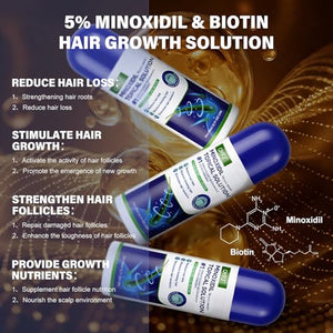3 Pack 5% Minoxidil for Men and Women,Minoxidil Beard and Hair Growth Serum(Biotin-Infused) with Sponge Applicator for Thinning Hair and Sparse Beards,4-Month Supply 3 x 2.7 FL OZ