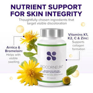 BIOCORNEUM Advanced Bruise Dietary Supplement – Internal Support for Visible Bruise Recovery – Professional Bruise Remedy with Arnica, Vitamins K1, K2, C, Zinc & Bromelain for Bruising and Swelling