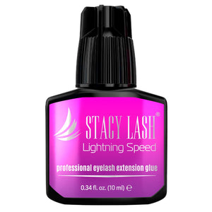 STACY LASH Lightning Speed Eyelash Extension Glue 10ml/0.34 fl.oz / 0.3 Sec Dry/Retention – 6-8 Weeks/Extra Strong Black Adhesive/Lash Tech Supplies