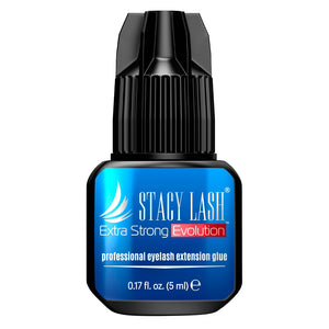 STACY LASH Extra Strong Evolution Eyelash Extension Glue (0.17fl.oz / 5ml) / 0.5-1 Sec Dry/Retention – 8 Weeks/Black Adhesive/Lash Tech Supplies + Glue Ring