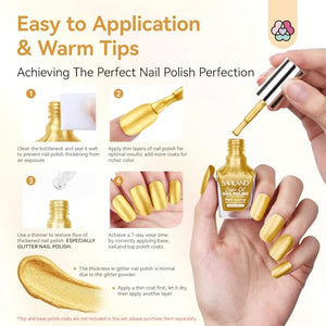 SAVILAND Metallic Gold Nail Polish: Quick Dry Mirror Golden Nail Polish Regular Chrome Fingernail Polish Easy To Use & Remove No Curing Needed Bulk Nail Lacquer for Toes Nail Art DIY Home 0.34 oz