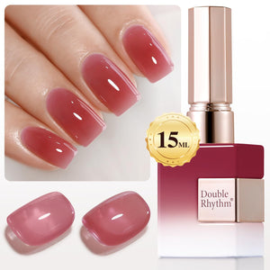 Double Rhythm Translucent Gel Polish Sheer Neutral Natural Light Milky Same Color Same Bottle 15ML Jelly UV Polish Nail Art DIY at Home (Jelly Nude Brown-A1492)
