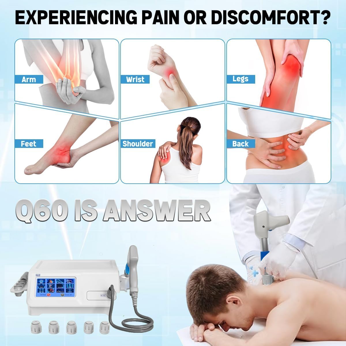Extracorporeal Shockwave Therapy Machine for Joint Pain Plantar Fasciitis Sports Injury Non-Invasive Radial Shockwave Massager Machine Muscle Pain Relief