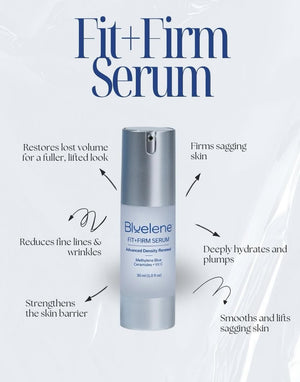 Bluelene Fit+Firm Serum, Methylene Blue, Vitamin C, Ceramides, Advanced Skin Density Renewal Serum, Anti-Aging, Restores Volume and Texture, Smooths Wrinkles, Hydrates.