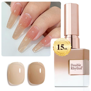 Double Rhythm Translucent Gel Polish Sheer Neutral Natural Light Milky Same Color Same Bottle 15ML Jelly UV Polish Nail Art DIY at Home (Jelly Nude Brown-A1492)