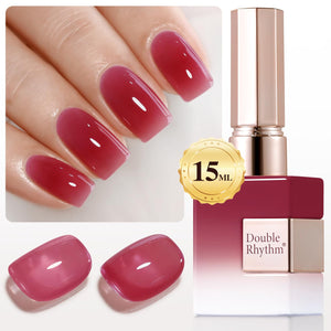 Double Rhythm Translucent Gel Polish Sheer Neutral Natural Light Milky Same Color Same Bottle 15ML Jelly UV Polish Nail Art DIY at Home (Jelly Nude Brown-A1492)