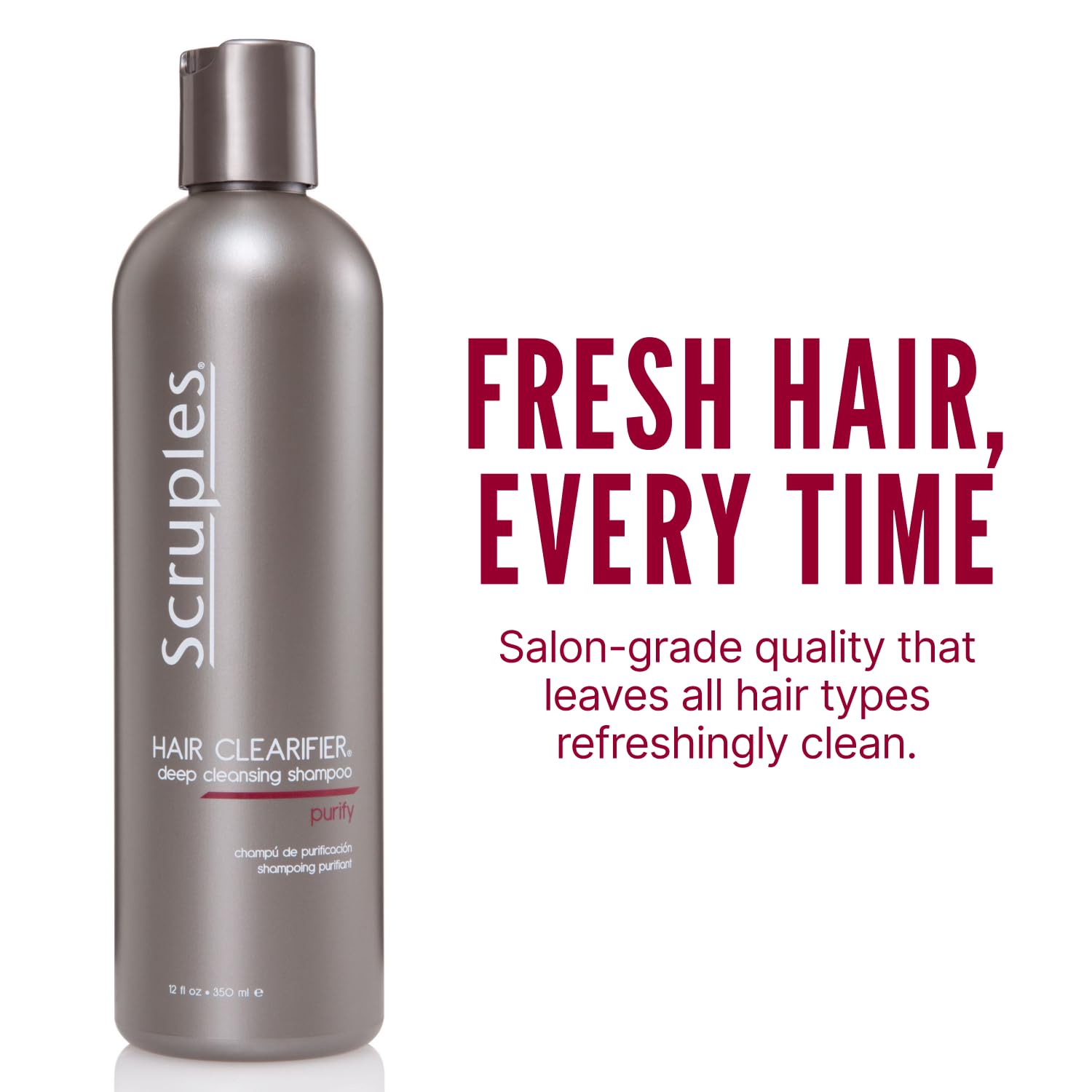 Scruples Hair Clearifier Shampoo - Professional Grade Deep Cleansing Shampoo - Clarifying Agents Remove Metals, Minerals and Chlorine - Detox and Vitality Boosting for All Hair Types (12 oz)