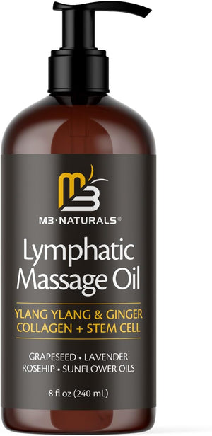 Anti Cellulite Massage Oil and Firm Dry Brush Kit | Collagen & Stem Cell Skin Tightening Kit | Radiant Body Care Kit for Women by M3