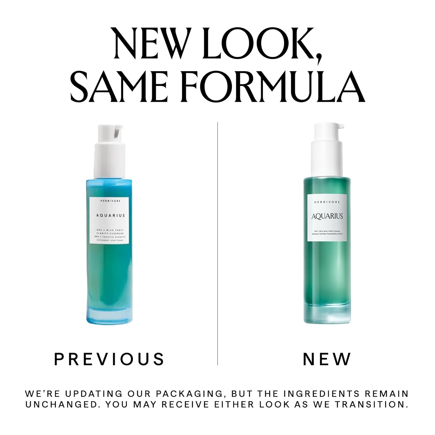 HERBIVORE Aquarius BHA + Blue Tansy Clarity Cleanser – Deep Cleansing, Gentle Exfoliation for Oily-Combination Skin, Plant-Based, Vegan, Cruelty-free, 3.3 oz