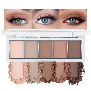 Neutral Nude Brown Eyeshadow Palette–Beige, Cool Taupe, Bronze Gold Shimmer, Cocoa Brown, High-Pigment Blendable Long-Lasting Eye Shadow and Contour Palette for Daily Soft Glam Makeup for Mature Eyes