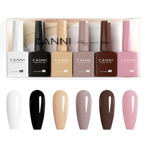 CANNI 6Pcs 9ml Hema-Free Nail Dehydrator Primer, Base Coat Reinforce Diamond Gel Top Coat and Matte Top Coat Gel Nail Polish Set, Soak Off LED Nail Gel Polish Set Nail Art Starter Manicure Salon