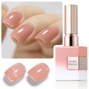 Double Rhythm Translucent Gel Polish Sheer Neutral Natural Light Milky Same Color Same Bottle 15ML Jelly UV Polish Nail Art DIY at Home (Jelly Nude Brown-A1492)