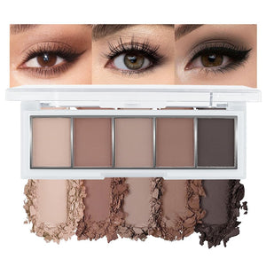 Neutral Nude Brown Eyeshadow Palette–Beige, Cool Taupe, Bronze Gold Shimmer, Cocoa Brown, High-Pigment Blendable Long-Lasting Eye Shadow and Contour Palette for Daily Soft Glam Makeup for Mature Eyes