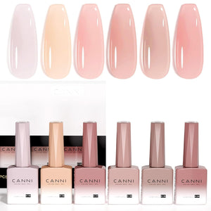 CANNI 6Pcs 9ml Hema-Free Nail Dehydrator Primer, Base Coat Reinforce Diamond Gel Top Coat and Matte Top Coat Gel Nail Polish Set, Soak Off LED Nail Gel Polish Set Nail Art Starter Manicure Salon