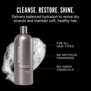 Scruples Moisture Bath Hair Shampoo for Men & Women - Moisturizing Shampoo for Dry, Brittle & Coarse Hair - Helps Restore Shine & Elasticity (33.8 Fl oz)