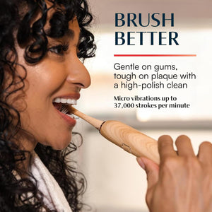 Better & Better Bamboo Sonic Electric Toothbrush | 37,000 VPM | Plant-Based Bristles, No Microplastics | 4 Modes, 2-Min Timer | Rechargeable | Soft, Eco-Friendly | Safe for Braces & Sensitive Gums