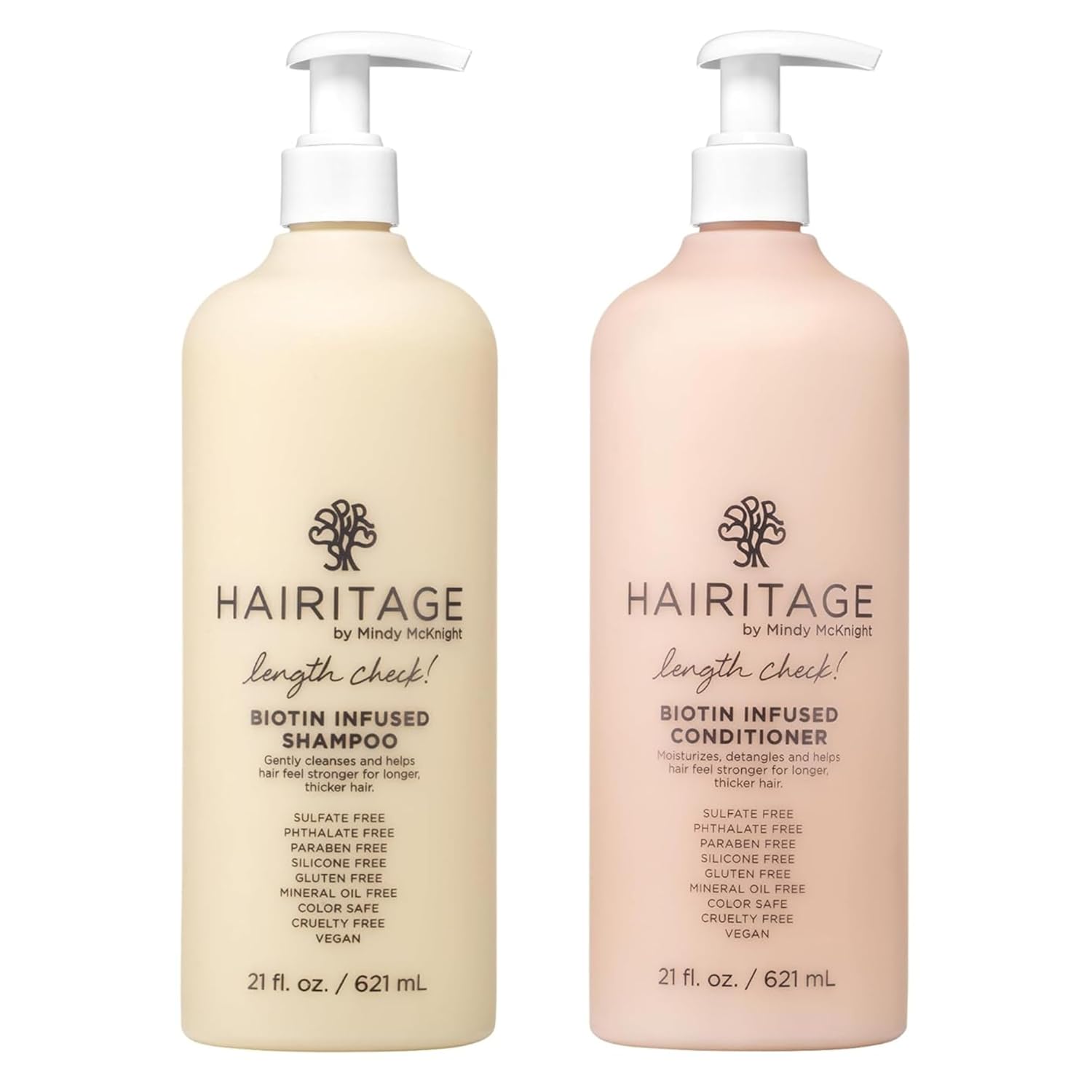 Hairitage Biotin + Castor Oil Shampoo and Conditioner Set - Volume + Moisture - Sulfate Free + Color Safe - Women + Men Hydrating Repair Shampoo Conditioner