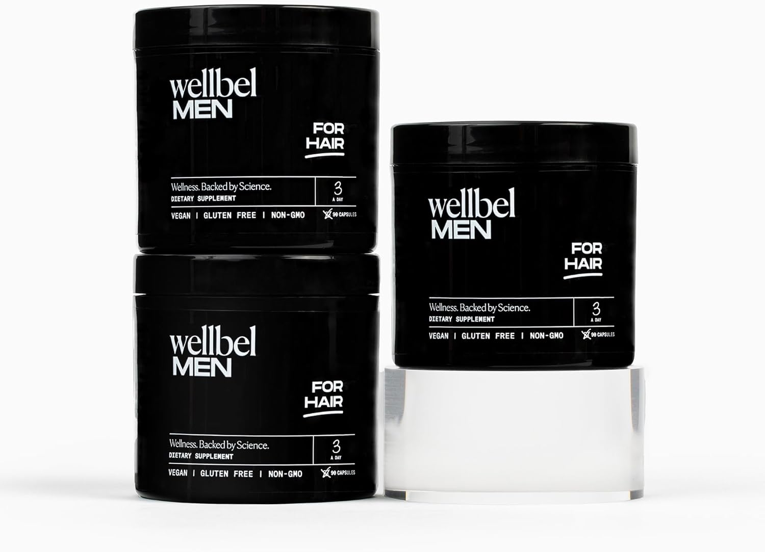 WELLBEL Men Clean Supplement for Hair, Skin, and Nails, Vegan, Gluten Free and Non GMO 90 Count - 3 Pack