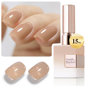 Double Rhythm Translucent Gel Polish Sheer Neutral Natural Light Milky Same Color Same Bottle 15ML Jelly UV Polish Nail Art DIY at Home (Jelly Nude Brown-A1492)
