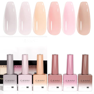 CANNI 6Pcs 9ml Hema-Free Nail Dehydrator Primer, Base Coat Reinforce Diamond Gel Top Coat and Matte Top Coat Gel Nail Polish Set, Soak Off LED Nail Gel Polish Set Nail Art Starter Manicure Salon