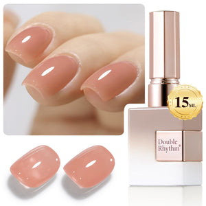 Double Rhythm Translucent Gel Polish Sheer Neutral Natural Light Milky Same Color Same Bottle 15ML Jelly UV Polish Nail Art DIY at Home (Jelly Nude Brown-A1492)