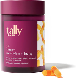 Tally Health Amplify Cellular Metabolism Booster & Energy Support Capsules with Berberine, CoQ10, Glycine - Metabolic Support Healthy Aging & Vitality - Vegan, Non-GMO, Gluten Free | 90 Capsules