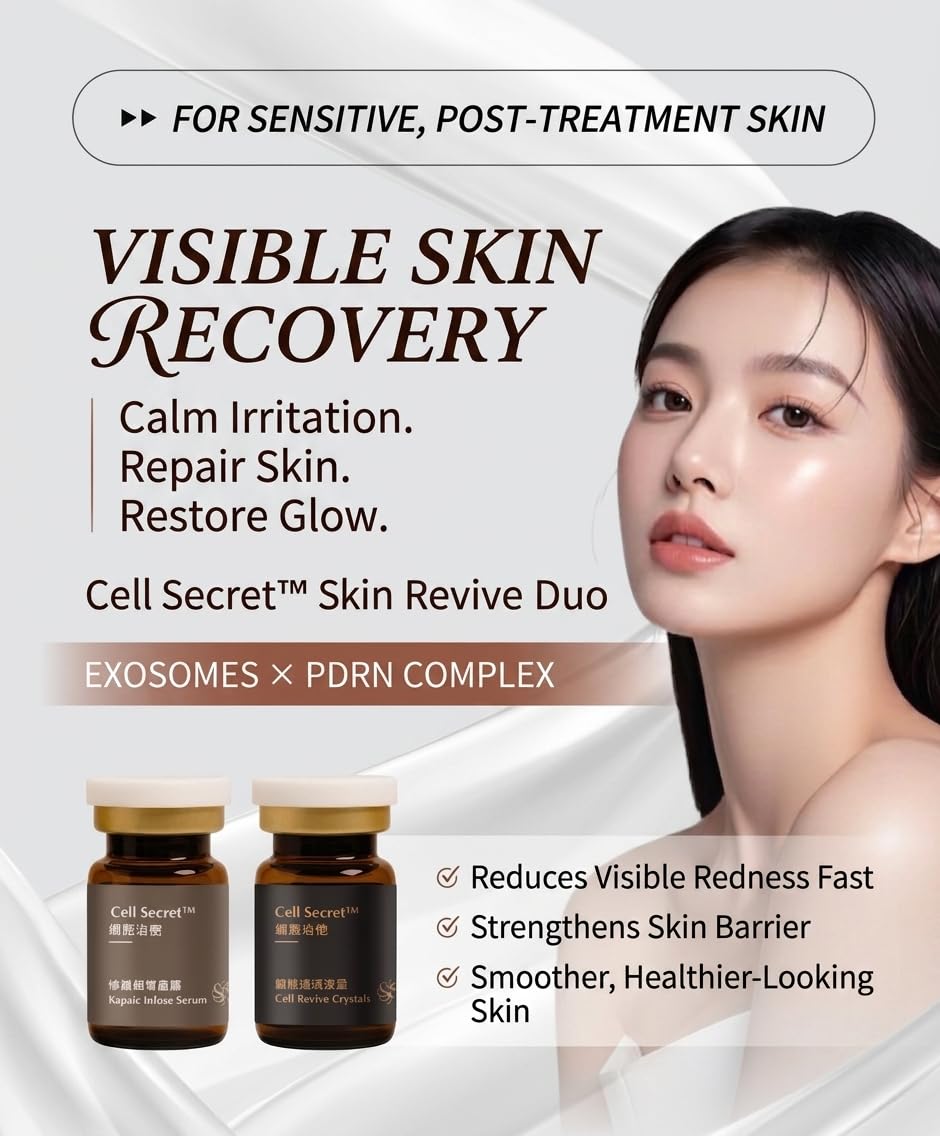 Human Stem-Cell Exosome + Salmon PDRN Skin Booster Set | Freeze-Dried serum for Recovery, Barrier Support & Skin Rejuvenation | Copper Peptides & Ceramide Serum