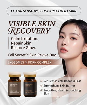 Human Stem-Cell Exosome + Salmon PDRN Skin Booster Set | Freeze-Dried serum for Recovery, Barrier Support & Skin Rejuvenation | Copper Peptides & Ceramide Serum