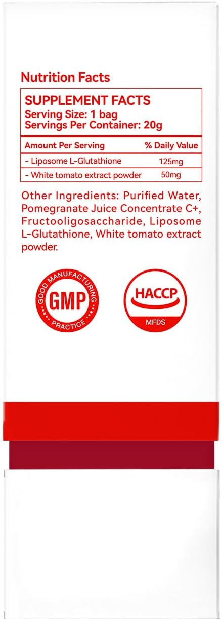 HUJ Glutathione Brightening Drink - Liposomal Liquid Glutathione - Skin Radiance, Metabolic Wellness & Immunity Support - Contains White Tomato Extract & Pomegranate Juice Concentrate - 30 Bags