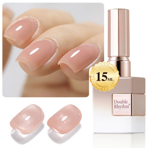 Double Rhythm Translucent Gel Polish Sheer Neutral Natural Light Milky Same Color Same Bottle 15ML Jelly UV Polish Nail Art DIY at Home (Jelly Nude Brown-A1492)