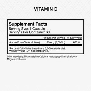 Momentous Vitamin D3 Supplement - 5,000 IU Capsules for Foundational Health Support - NSF Certified for Sport - Gluten Free - 60 Servings